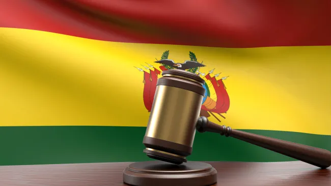 Bolivian flag and gavel